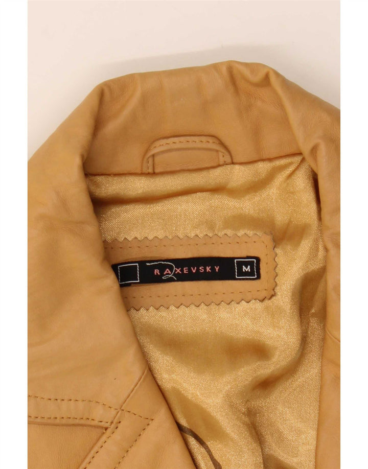 Vintage læderjakke til kvinder UK 12 Medium Beige Læder