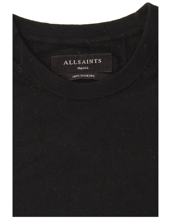 ALL SAINTS Herre sweater med rund hals, lille sort merinould