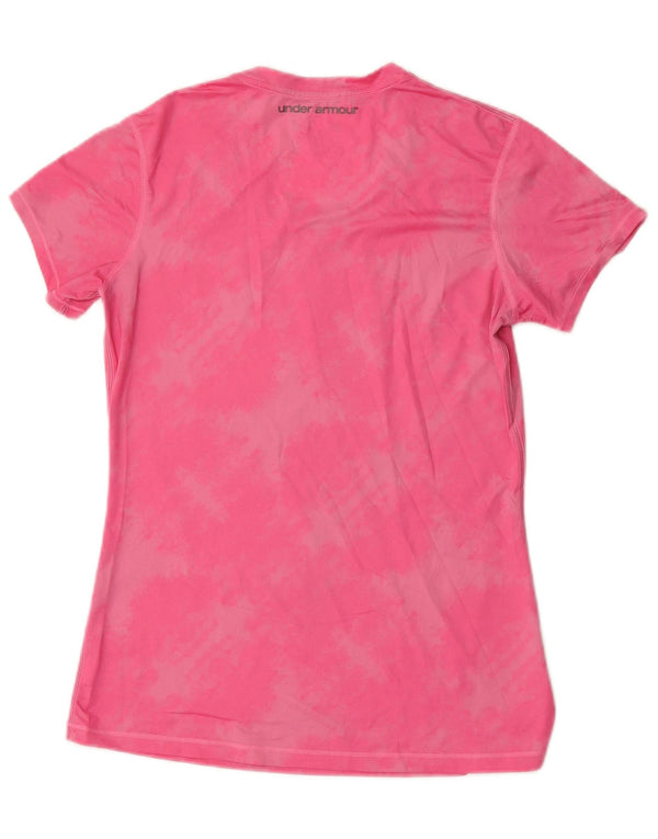 Under Armour Dame Heat Gear T-Shirt Top UK 14 Medium Pink Tie Dye
