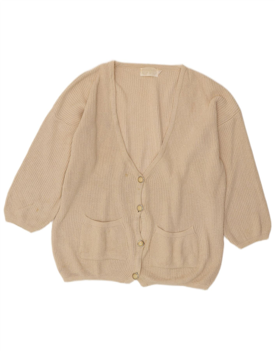 VINTAGE oversized cardigan sweater til kvinder EU 46/48 XL Off White