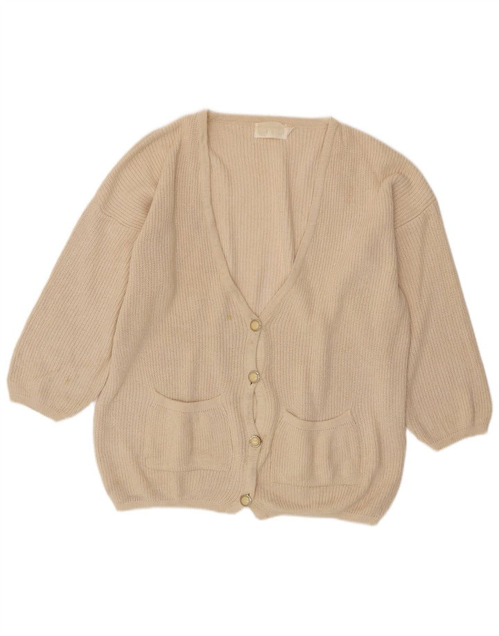 VINTAGE oversized cardigan sweater til kvinder EU 46/48 XL Off White