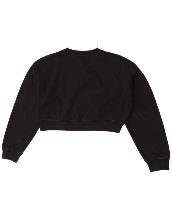 Zara Womens Loose Fit Crop Sweatshirt Jumper UK 14 Medium Black