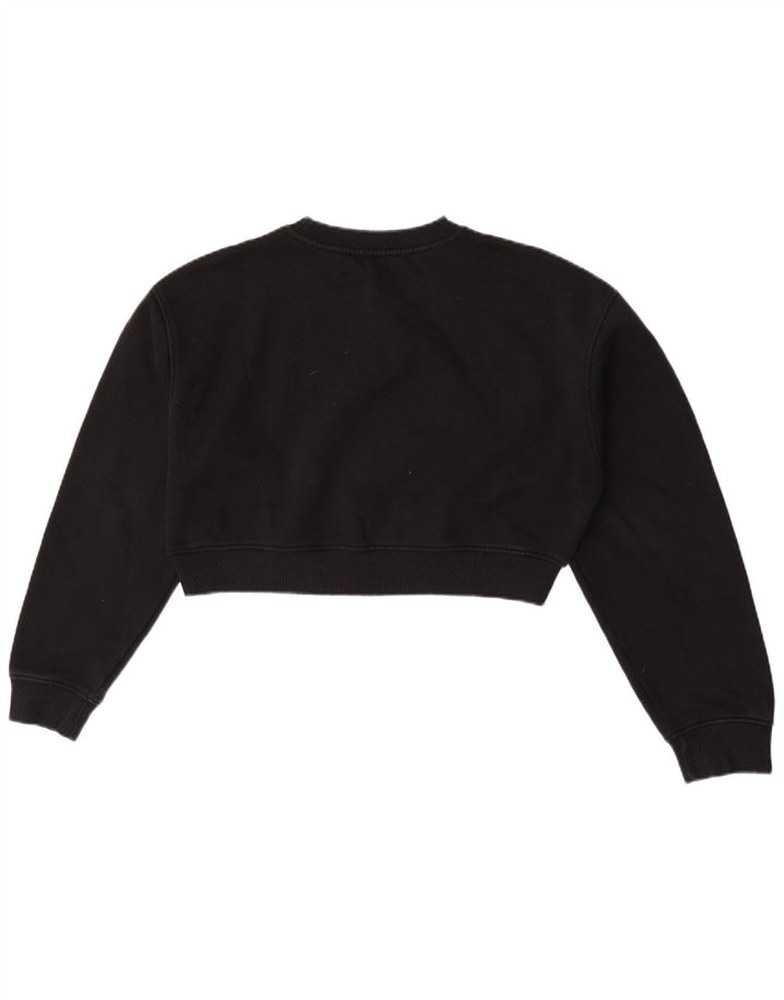 Zara Womens Loose Fit Crop Sweatshirt Jumper UK 14 Medium Black