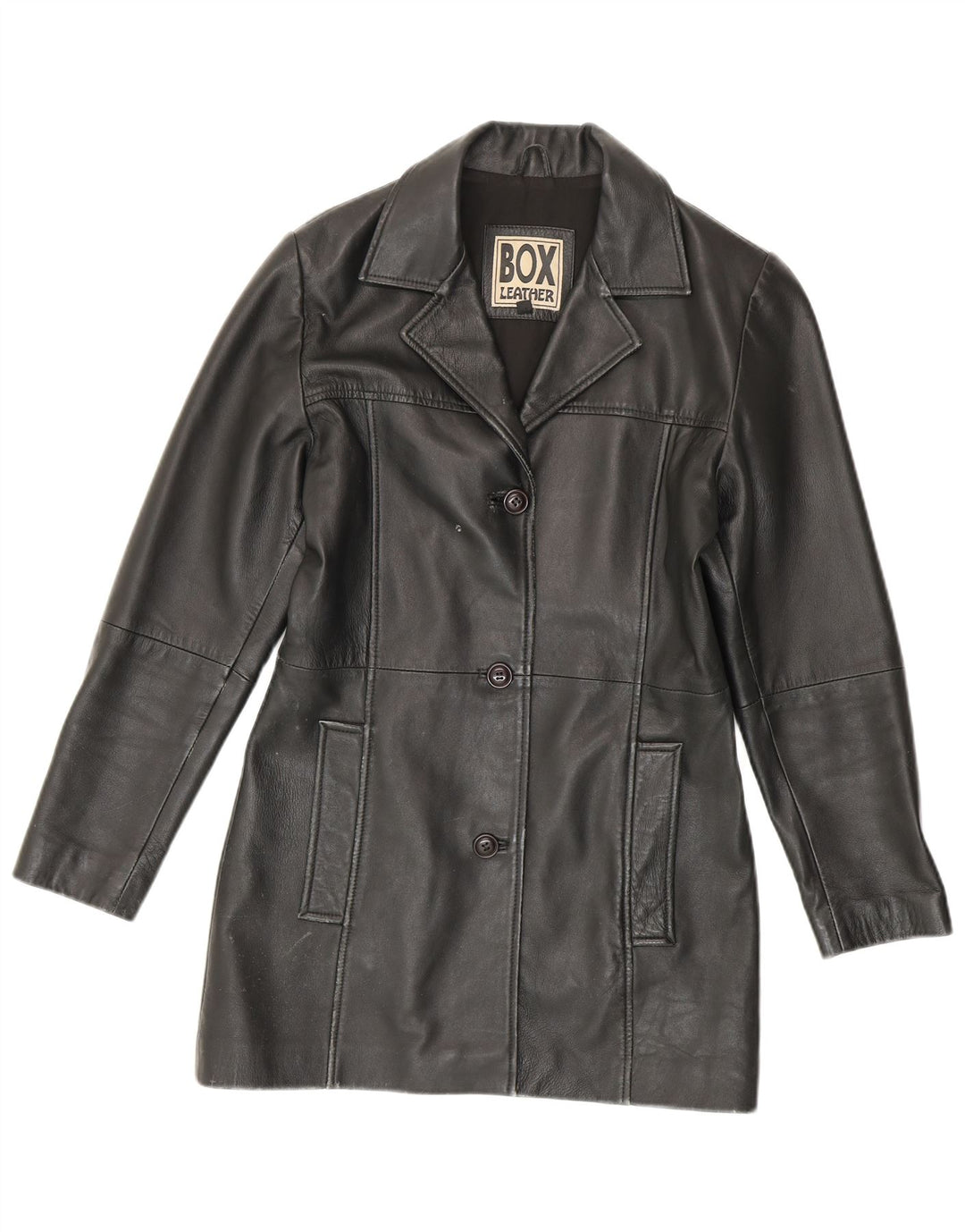 Vintage læderfrakke til kvinder UK 14 Medium sort læder