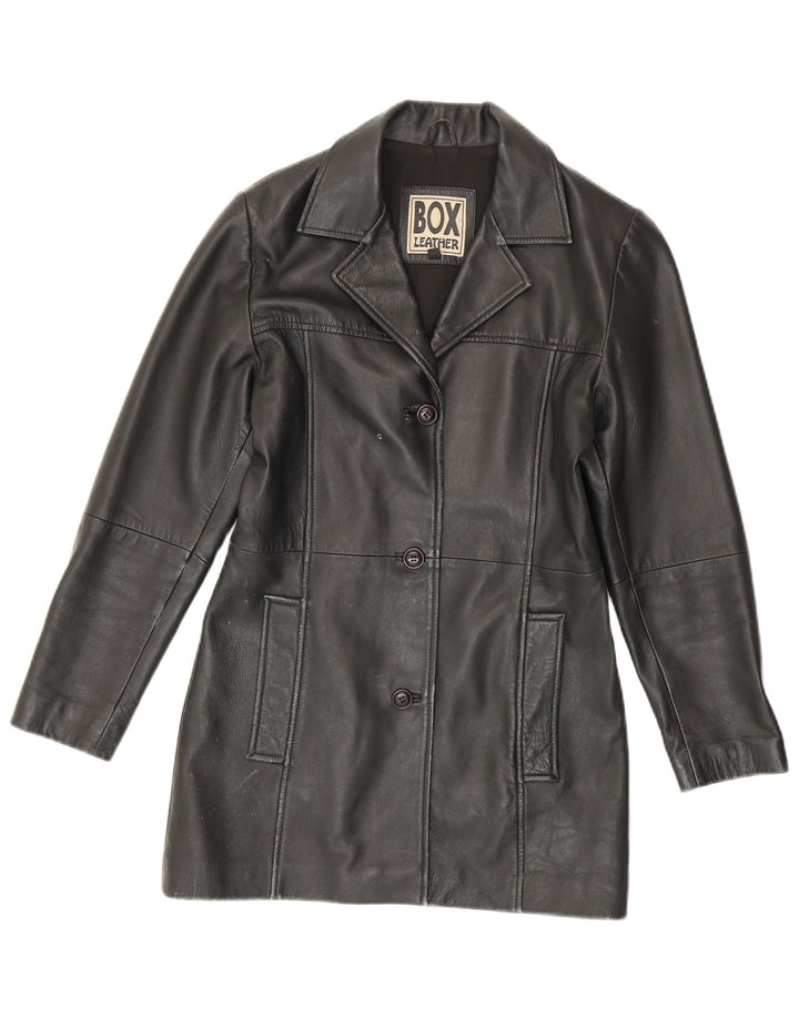 Vintage læderfrakke til kvinder UK 14 Medium sort læder