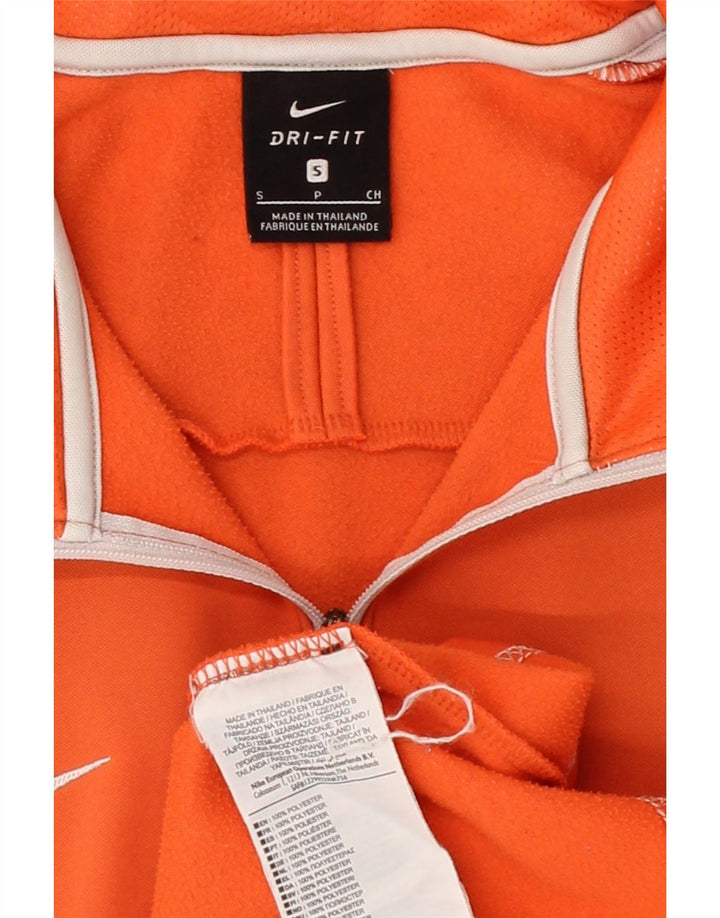 NIKE Mens Zip Neck Pullover Tracksuit Top Small Orange Colourblock