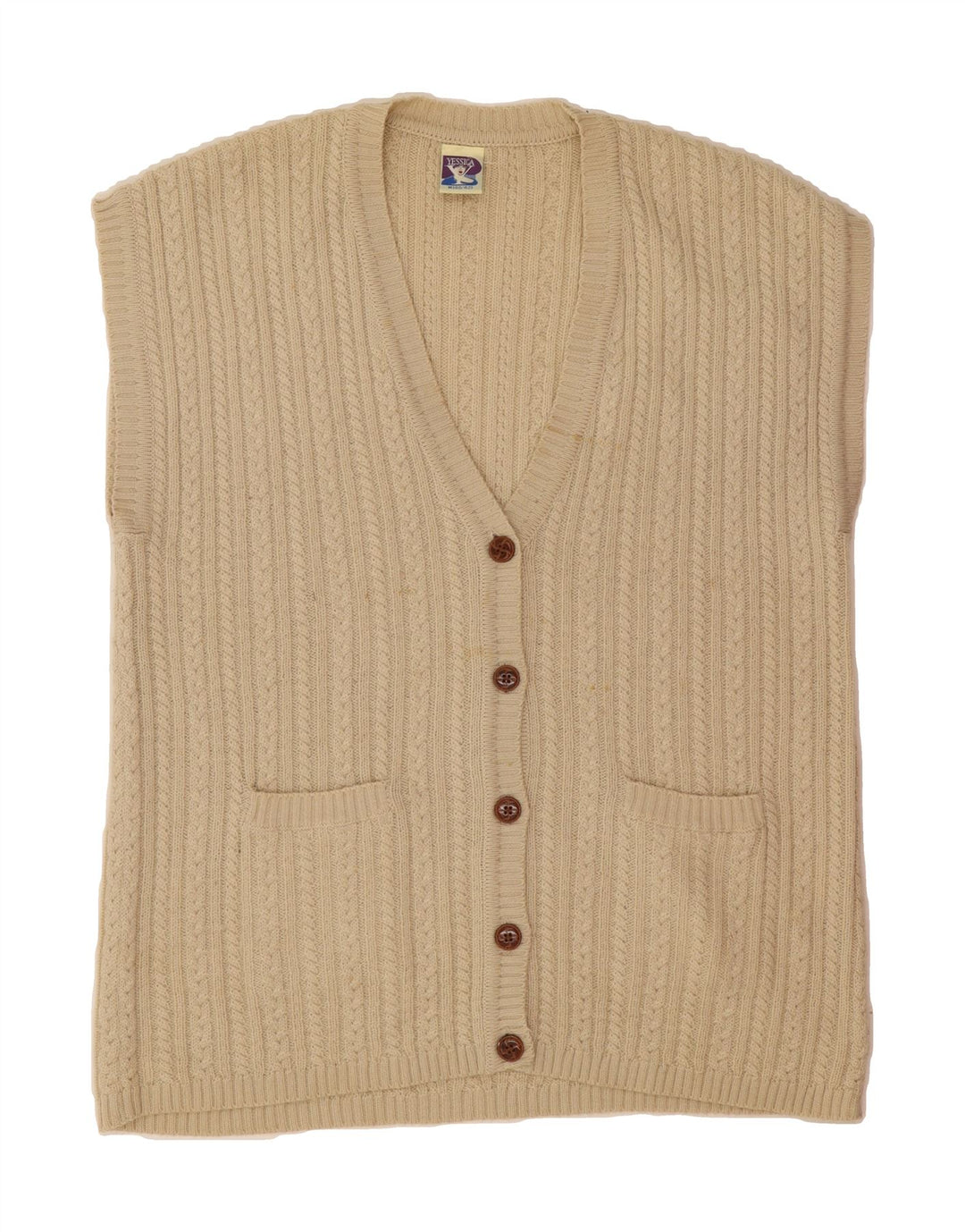 YESSICA Womens Oversized Longline Cardigan Sweater EU 40/42 Medium Beige Vintage Yessica and Second-Hand Yessica from Messina Hembry 
