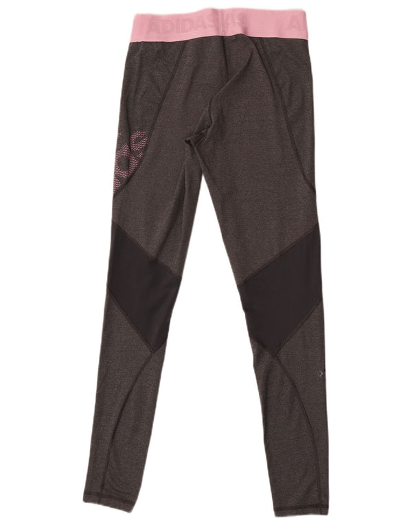 Adidas Womens Climacool Grafiske Leggings UK 8/10 Small Grey Colourblock