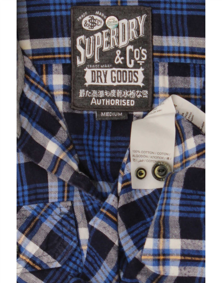 Superdry Flanelskjorte til mænd Medium Blue Ternet Bomuld