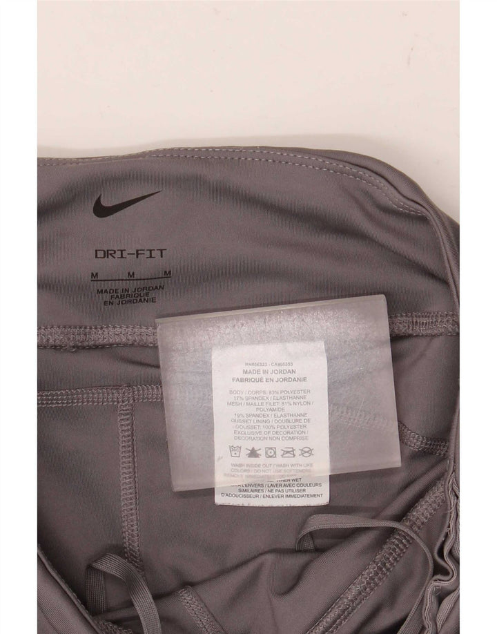 Nike Dame Dri Fit Crop Leggings UK 12 Medium Grey Polyester