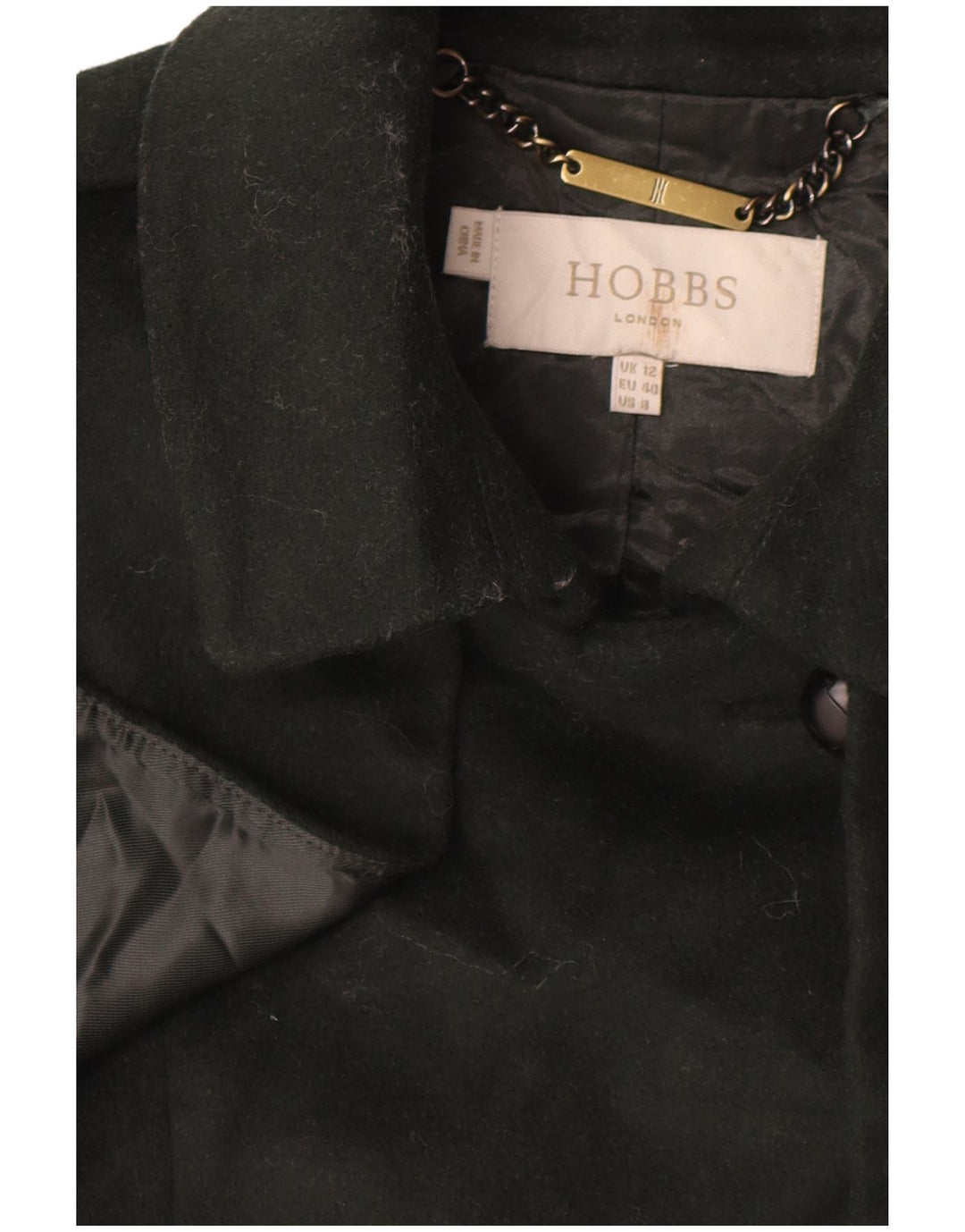 Hobbs Dame Military Dobbeltradet Frakke UK 12 Medium Green Wool