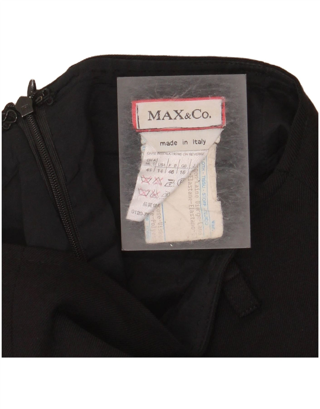 MAX & CO. Højtaljet mininederdel til kvinder UK 18 XL W30 sort jomfruuld