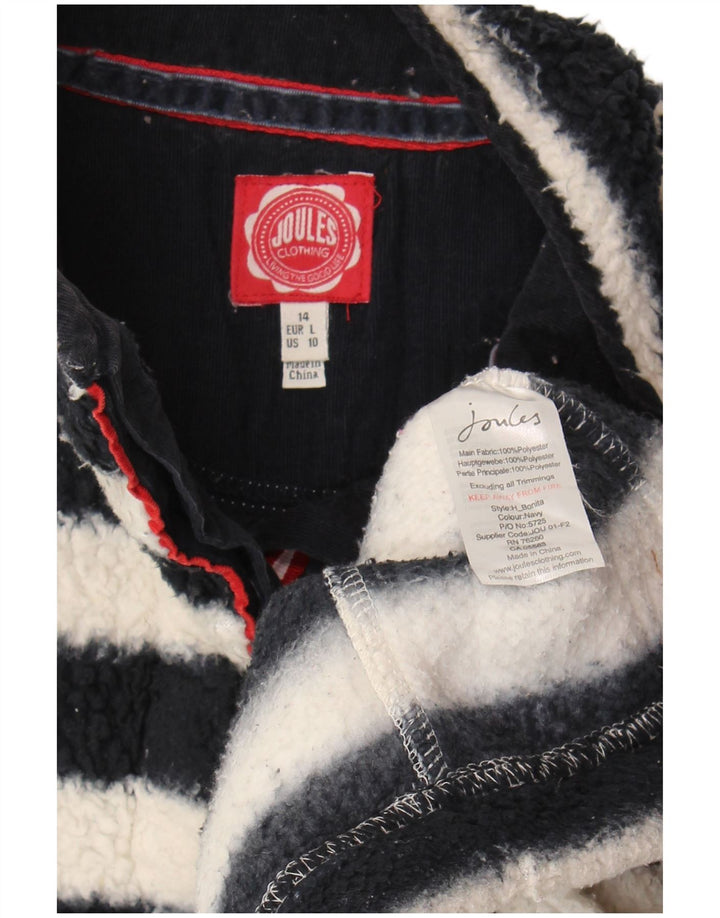 Joules Dame Oversized Fleece Jumper UK 14 Stor Sort Stribet Polyester