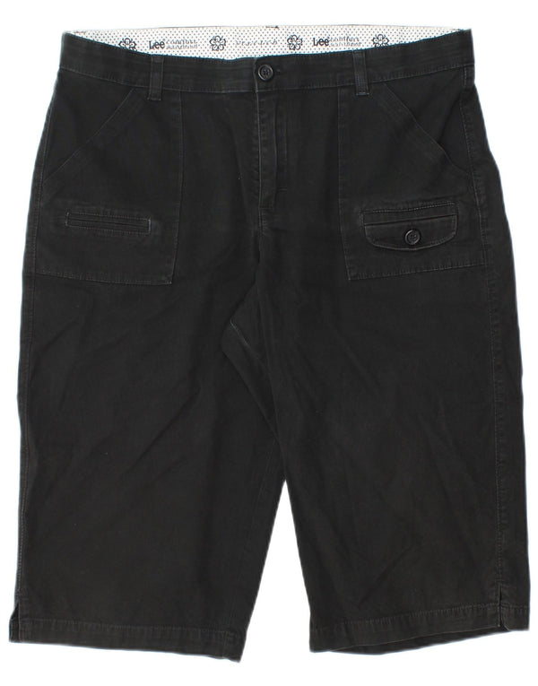 Lee Womens Comfort Fit Bermuda Chino Shorts US 14 XL W34 Black Bomuld