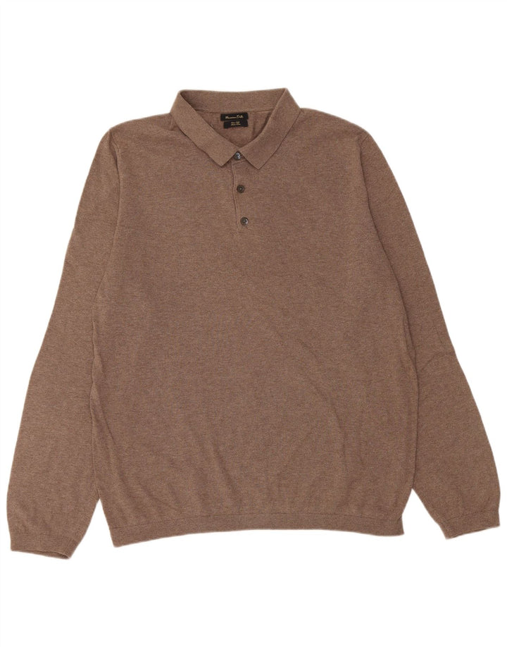 Massimo Dutti Herre Polo Neck Jumper Sweater Stor Brun