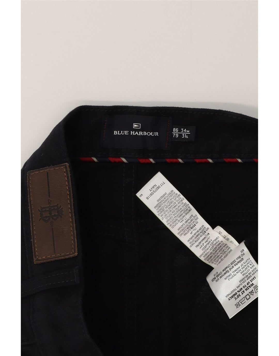 BLUE HARBOUR Straight Casual bukser til mænd W34 L29 Marineblå bomuld