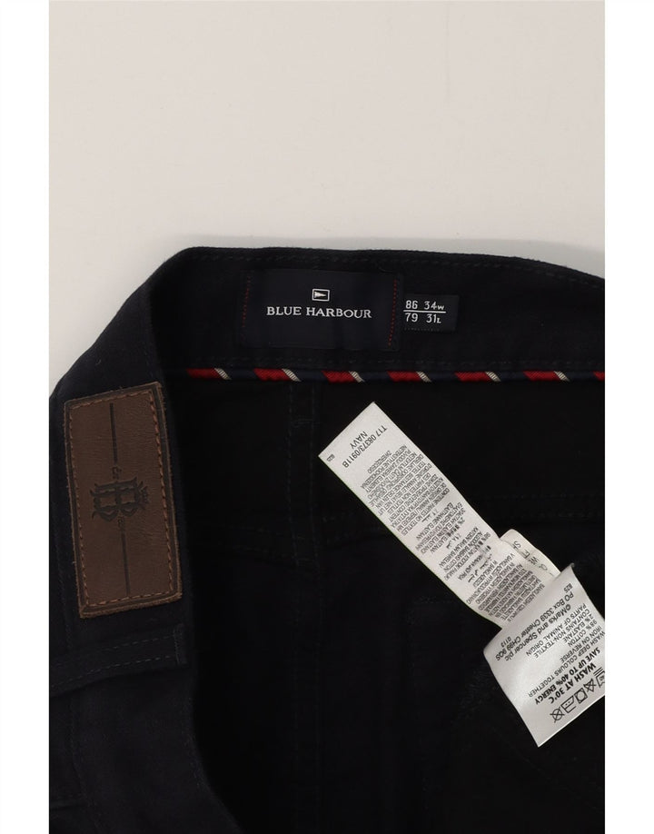 BLUE HARBOUR Straight Casual bukser til mænd W34 L29 Marineblå bomuld