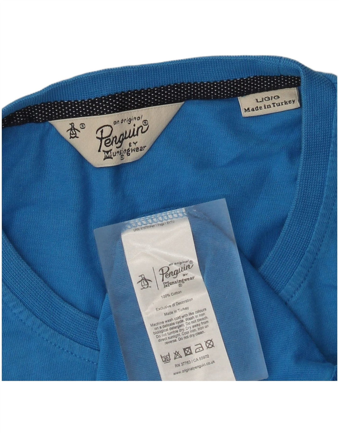 Penguin Herre T-Shirt Top Stor Blå Bomuld