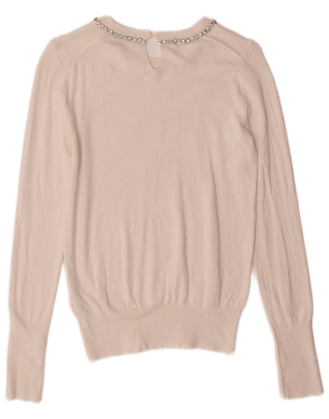 Zara Dame Boat Neck Jumper Sweater UK 10 Small Off White Viscose