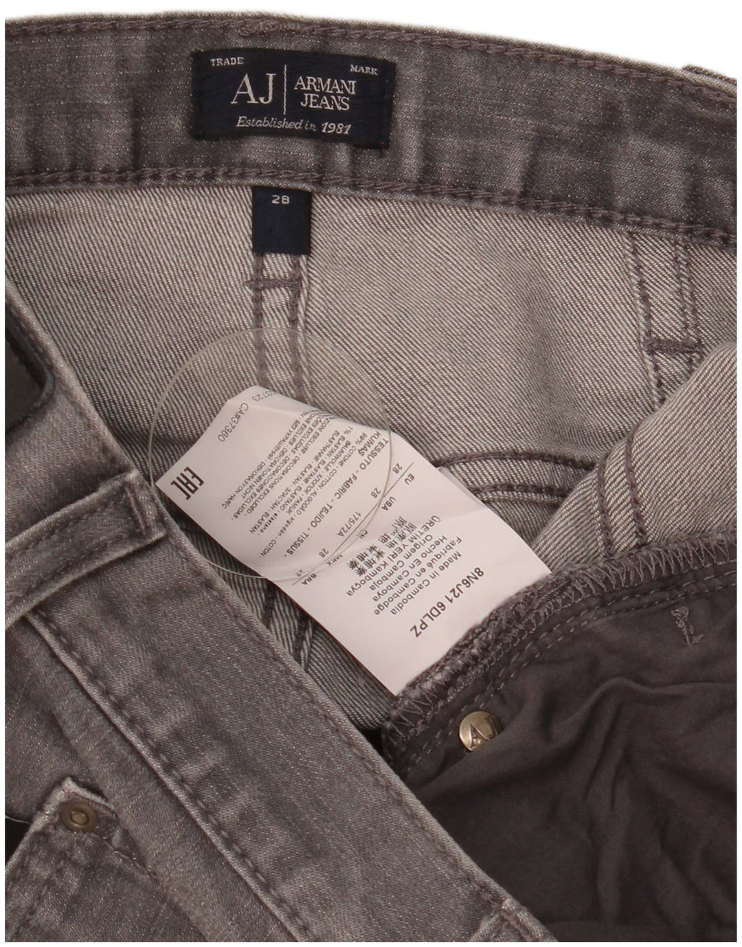 Armani Herre Slim Jeans W28 L29 Grå Bomuld