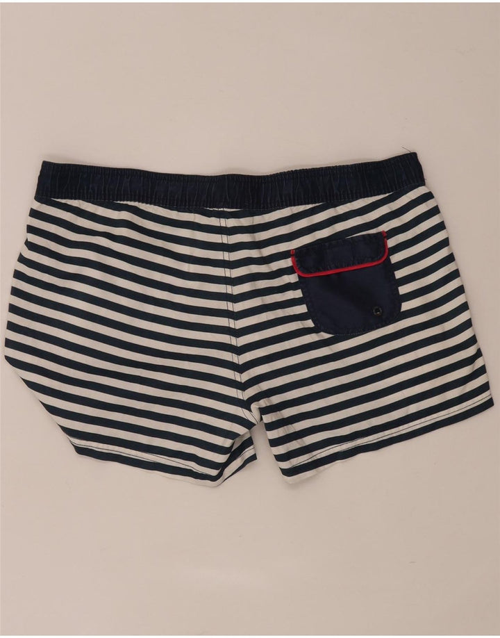 Fat Face Dame svømmeshorts UK 14 Large Navy Blue Stribet Polyester