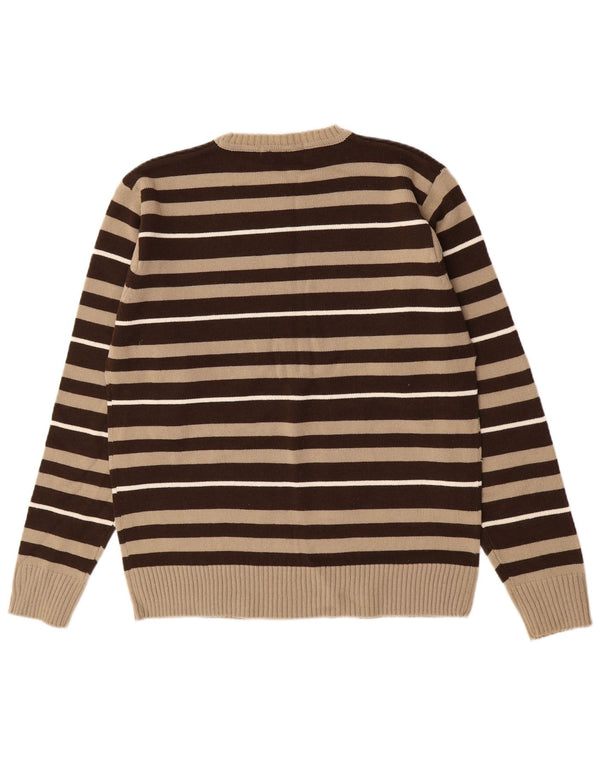 Ben Sherman herre rund hals sweater mellem brun stribet akryl