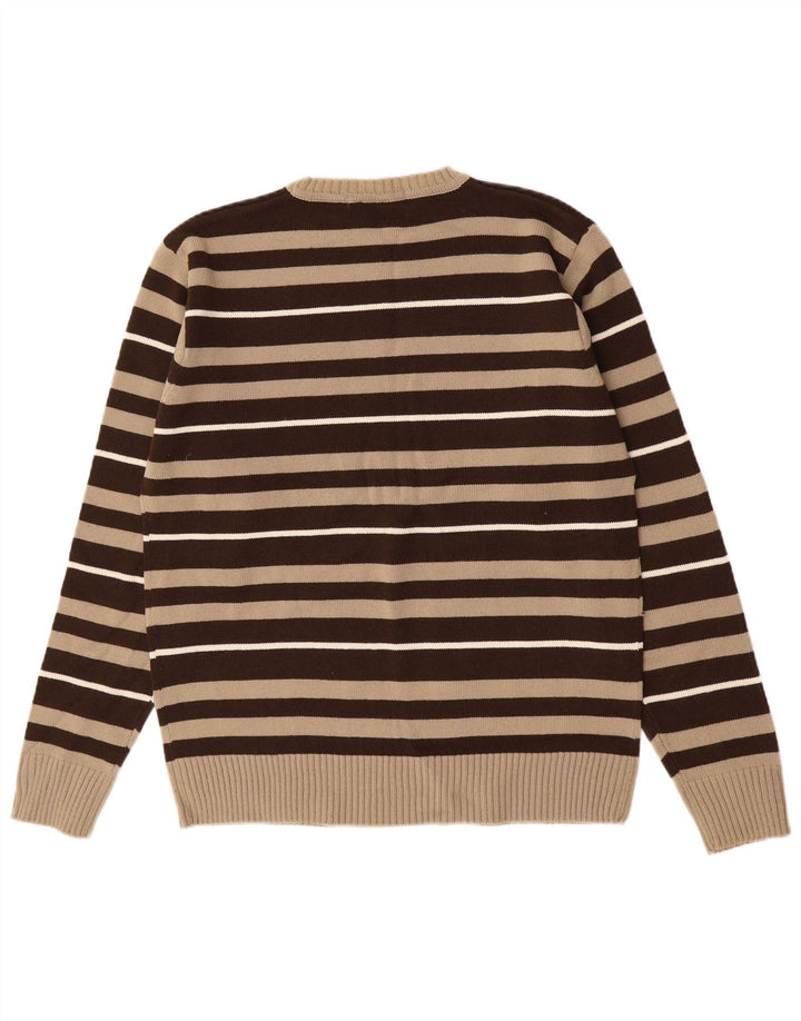 Ben Sherman herre rund hals sweater mellem brun stribet akryl