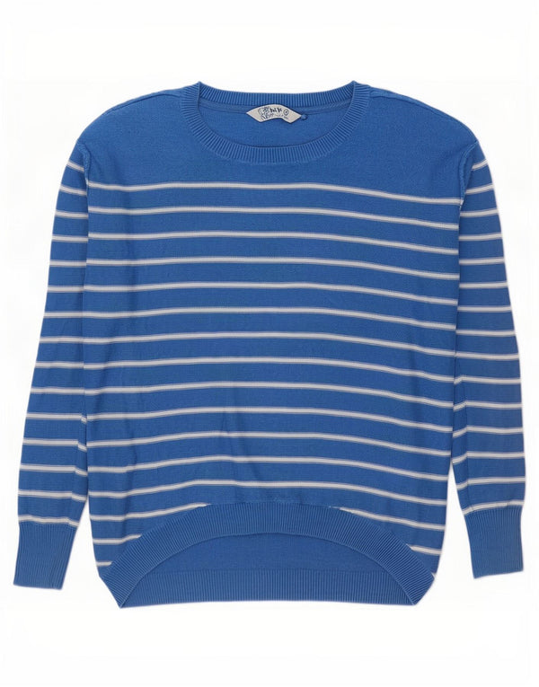 Fat Face Dame Oversized Boat Neck Jumper Sweater UK 10 Små blå stribet