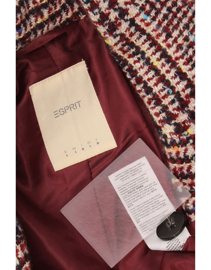 Esprit Dame Dobbeltradet Frakke UK 10 Small Bourgogne Polyester