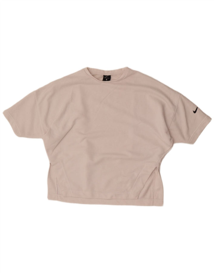 Nike Dame Dri Fit Oversized T-Shirt Top UK 14 Medium Hvid Bomuld