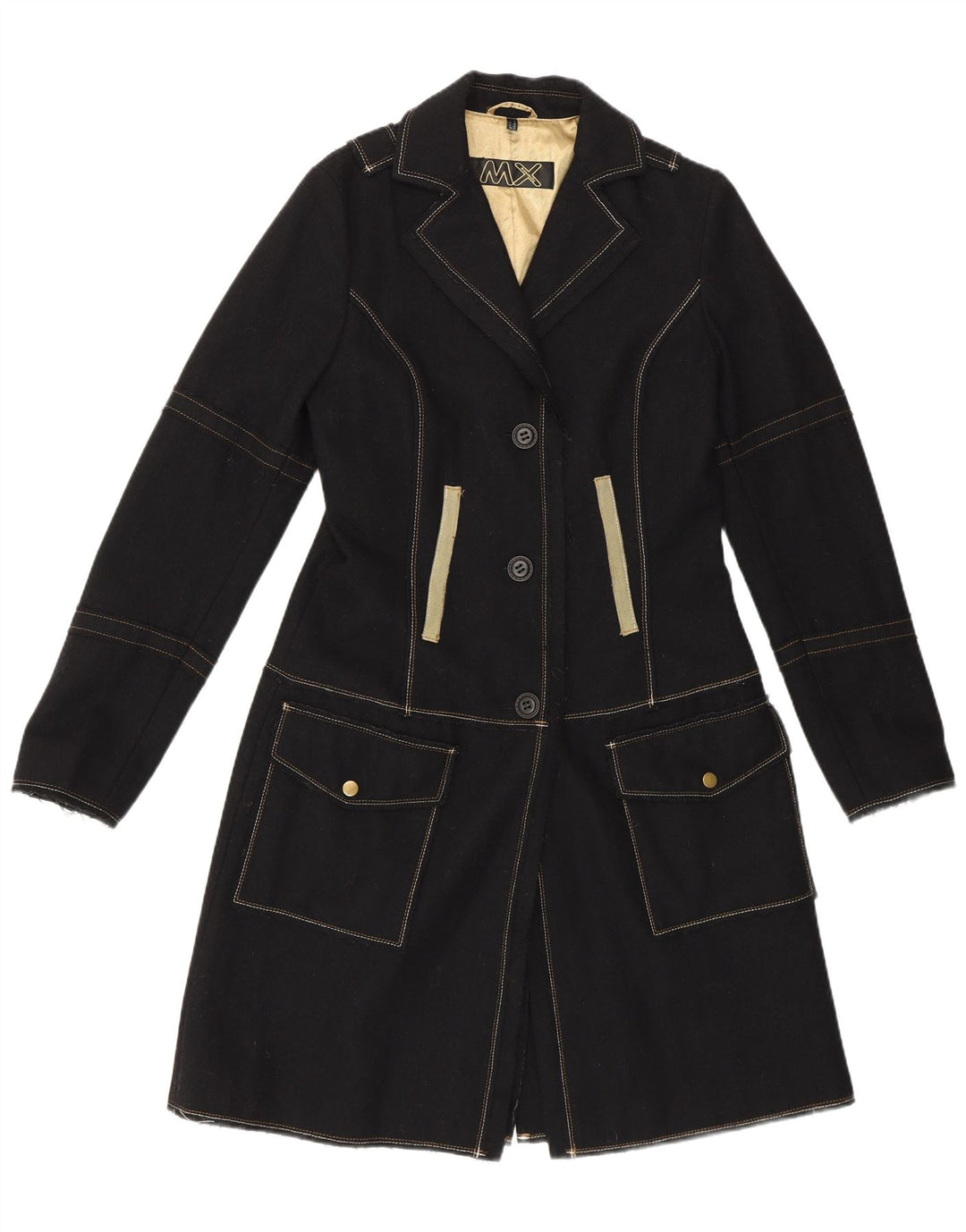 Vintage militær overfrakke til kvinder UK 10 Small Black Wool Classic