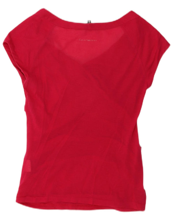 Calvin Klein Dame Bluse Top UK 18 XL Pink Bomuld
