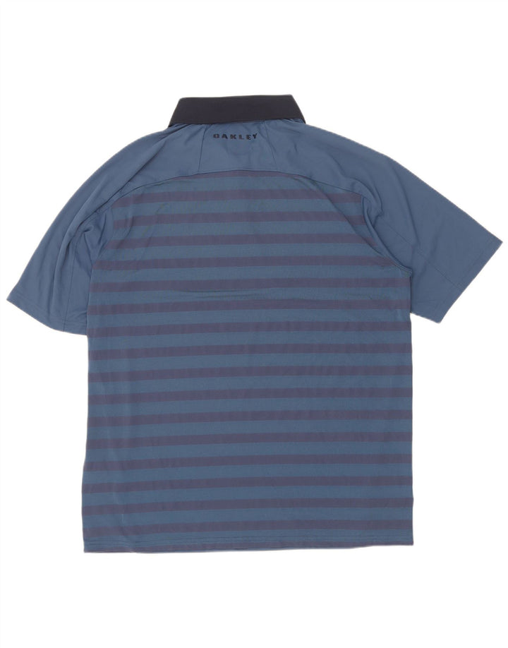 Oakley Mens Regular Fit Polo Shirt Stor blå stribet polyester