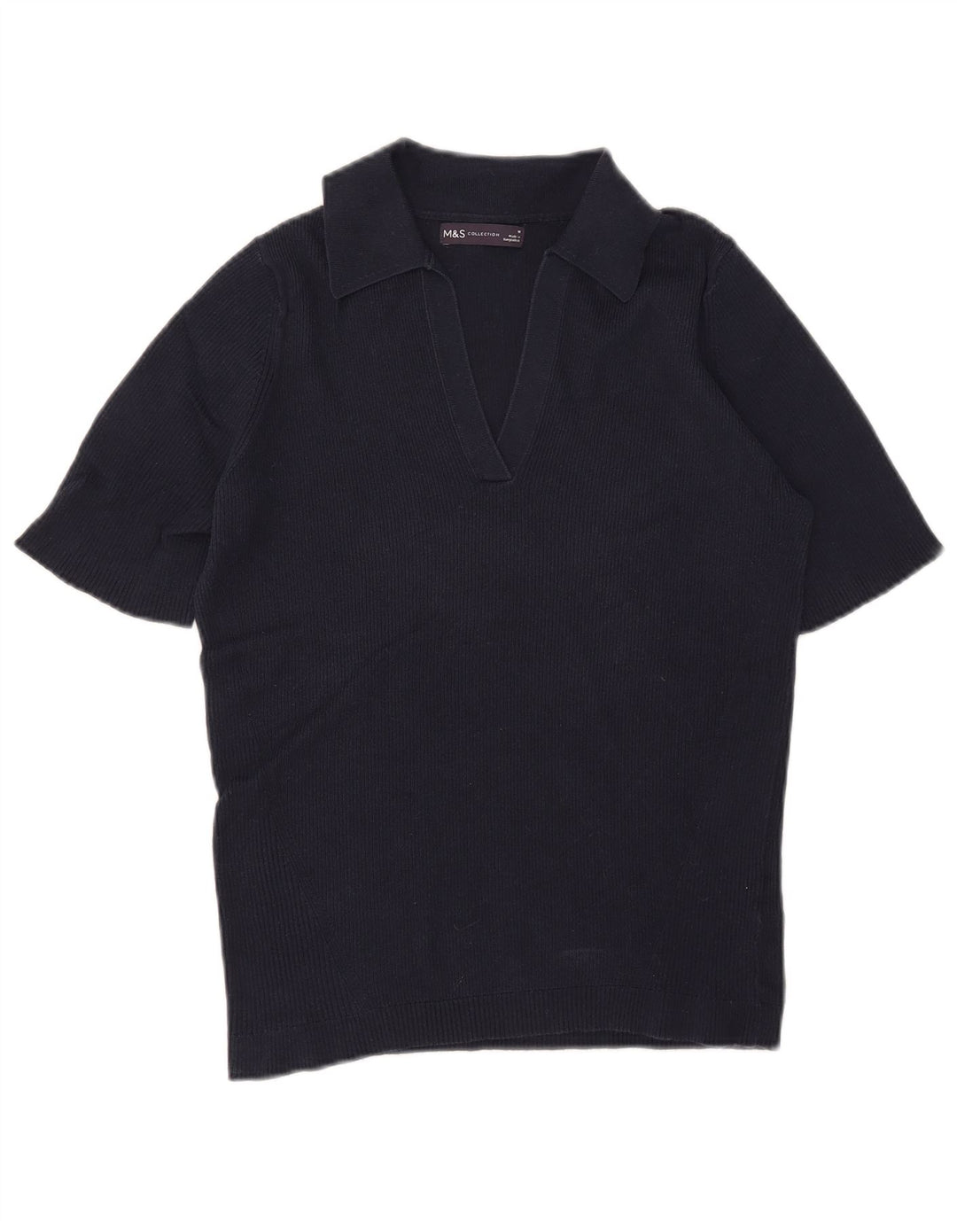 Marks & Spencer Dame Polo Shirt UK 12 Medium Navy Blue Bomuld