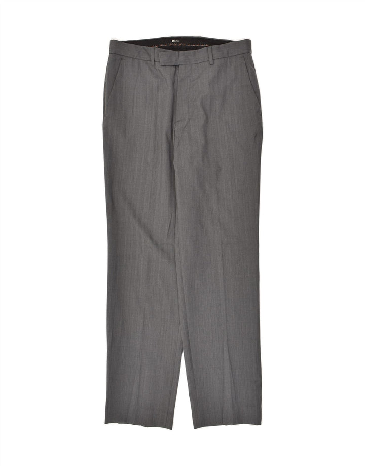 JULES Womens Straight Suit Trousers IT 42 Medium W28 L31  Grey Polyester | Vintage Jules | Thrift | Second-Hand Jules | Used Clothing | Messina Hembry 