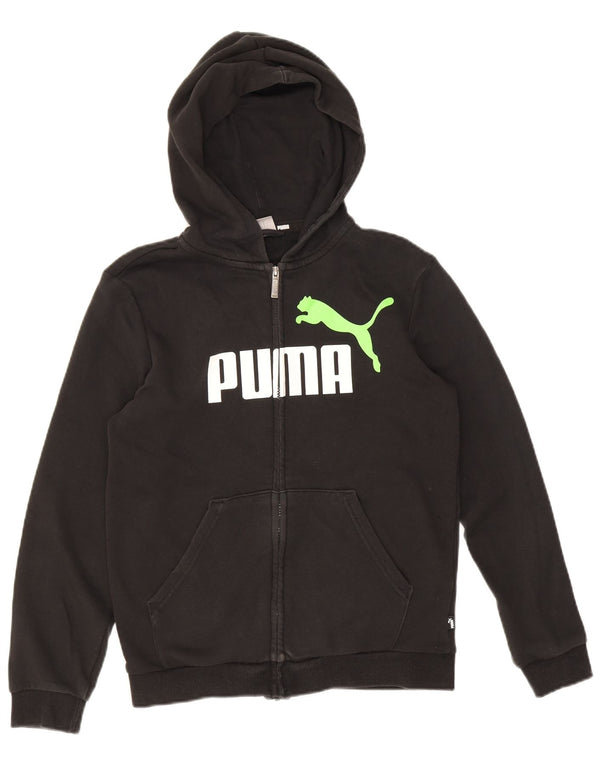 Puma Boys Grafisk hættetrøje med lynlås 13-14 år Sort bomuld