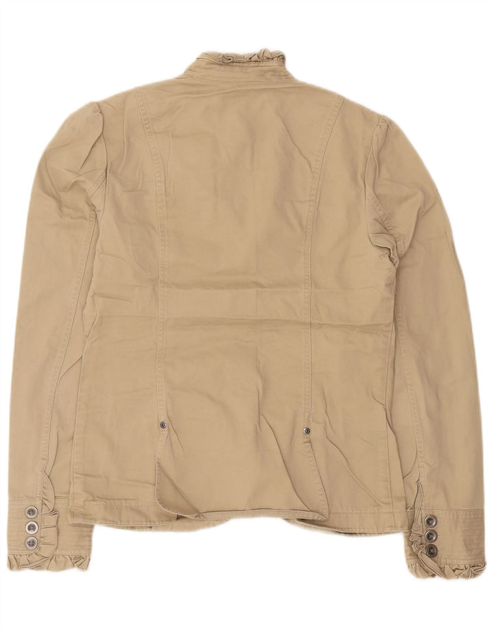 Eddie Bauer Dame Høj Blazer Jacket UK 12 Medium Beige Bomuld