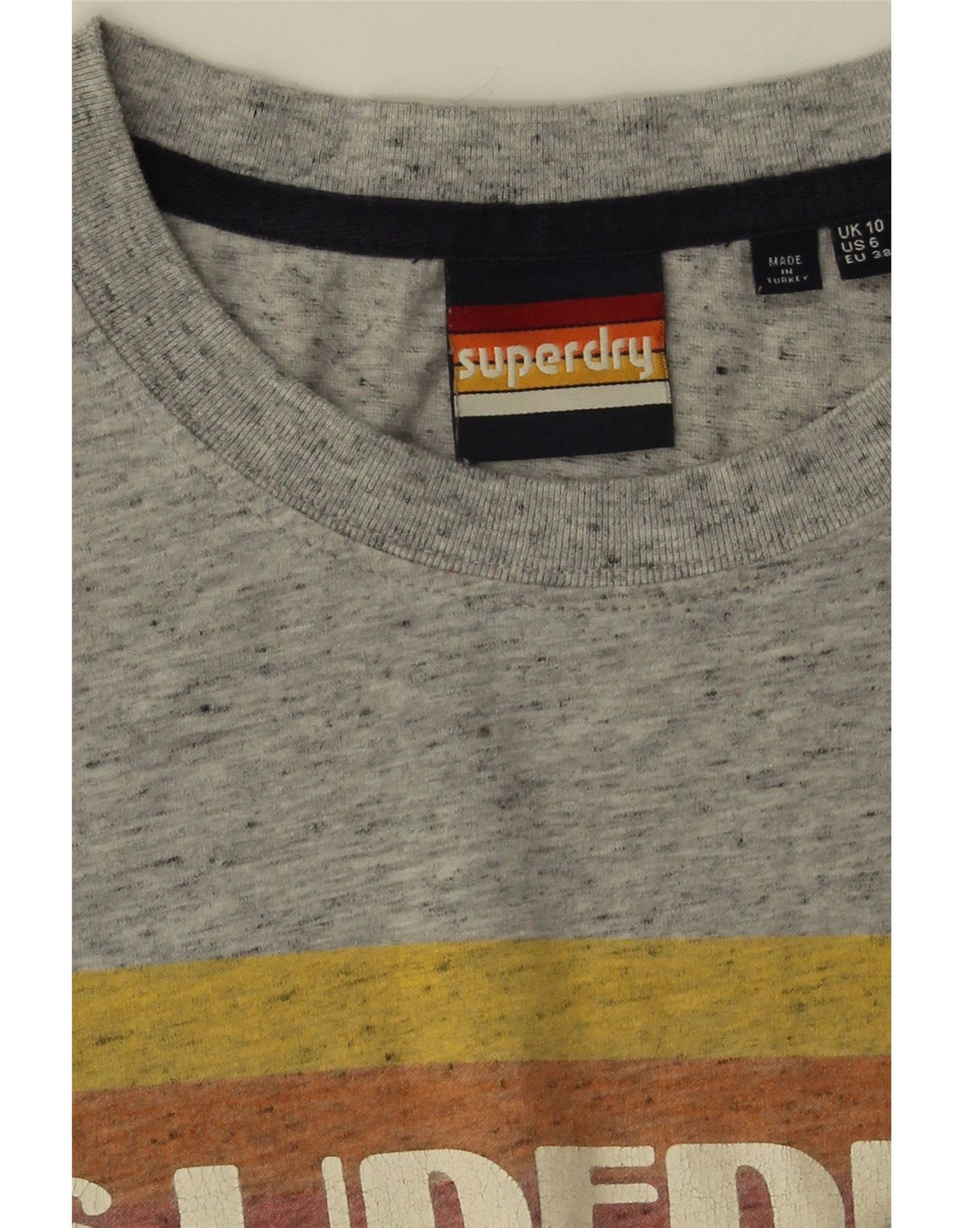 Superdry Oversized grafisk T-shirt top til kvinder DK 10 Små grå flækkede