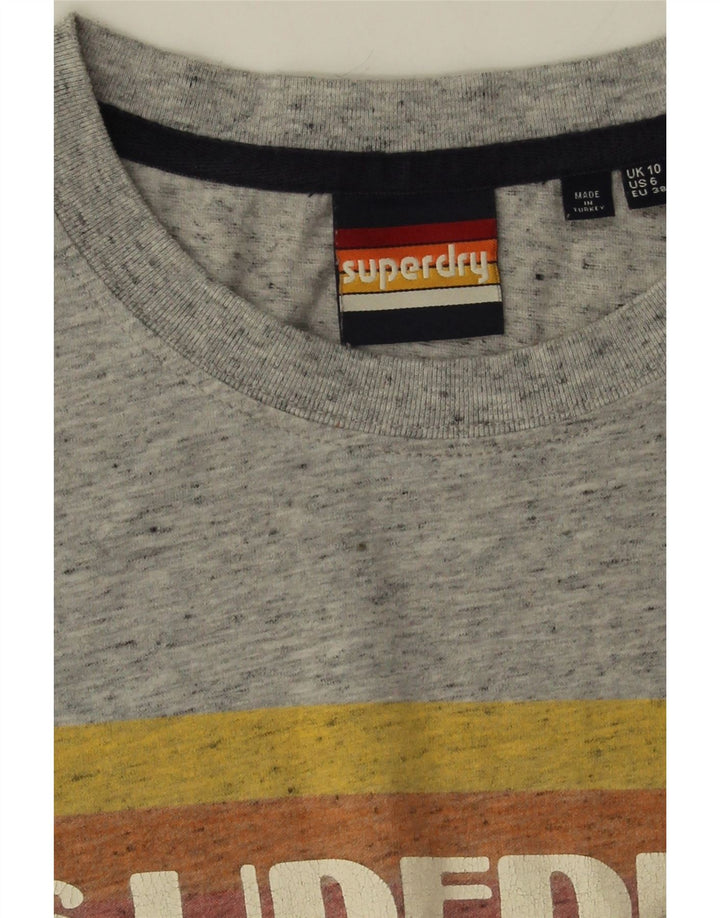 Superdry Oversized grafisk T-shirt top til kvinder DK 10 Små grå flækkede