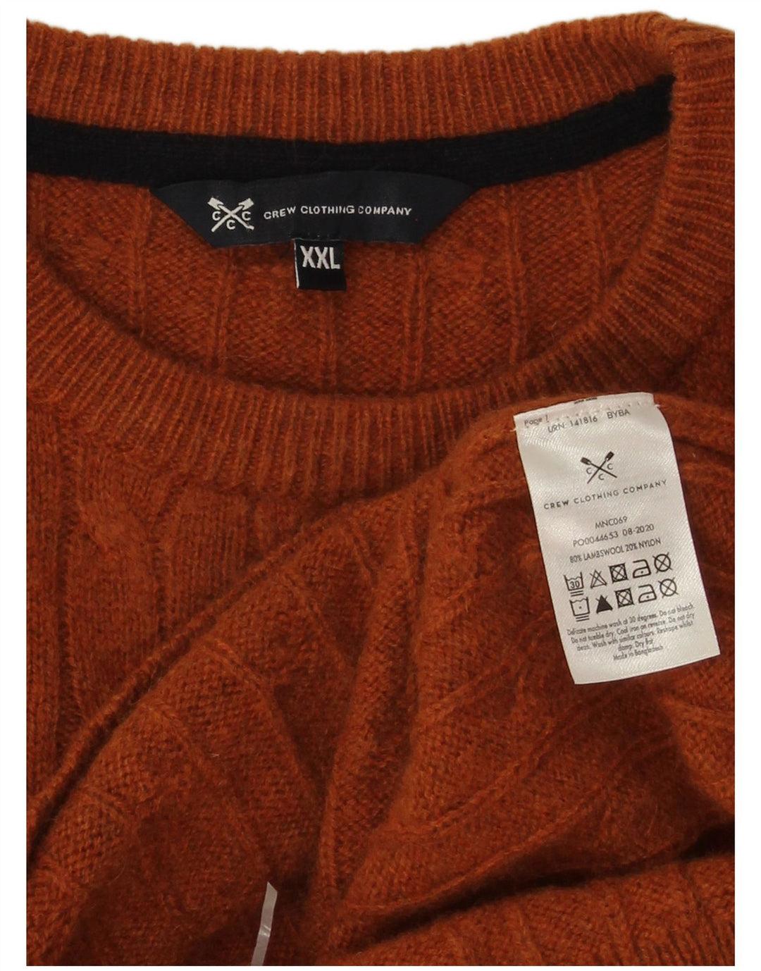 Crew Clothing Herre Crew Neck Jumper Sweater 2XL Brun lammeuld