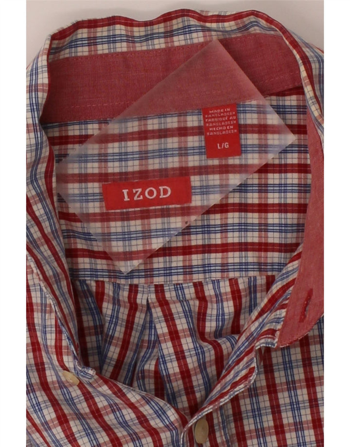 IZOD Mens Shirt Large Red Check Cotton Vintage Izod and Second-Hand Izod from Messina Hembry 