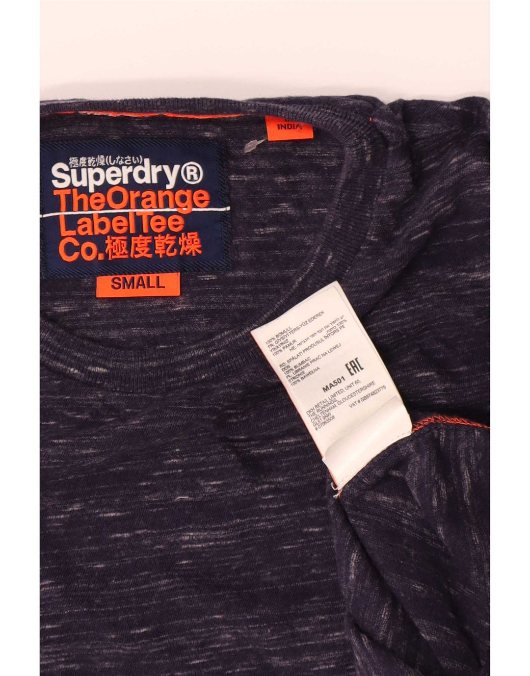 Superdry Herre Top Langærmet Lille Marineblå Flecked Bomuld