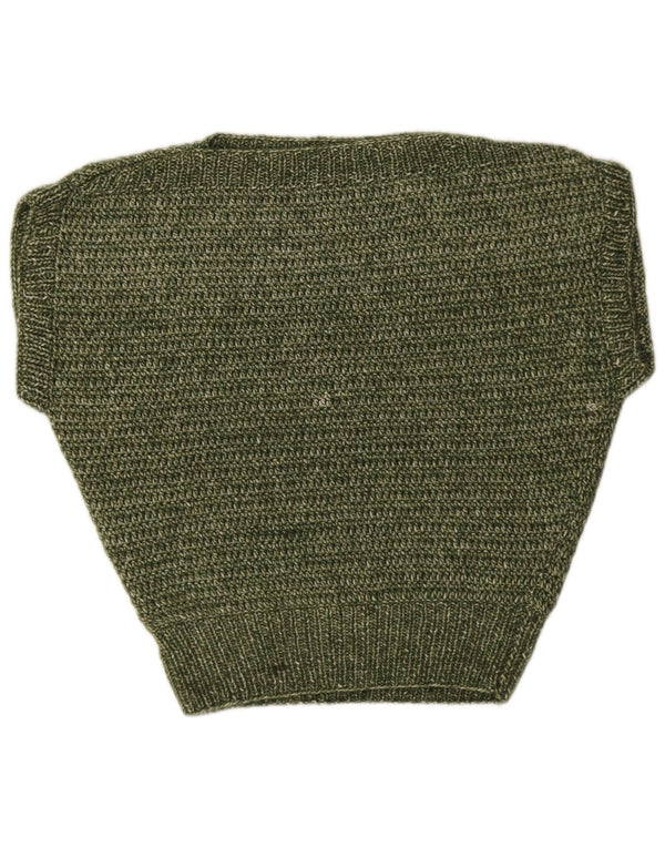 Vintage Dame Kortærmet Boat Neck Jumper Sweater UK 16 Large Green