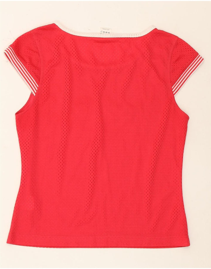 Adidas Dame Grafisk T-Shirt Top UK 12 Medium Rød Polyester