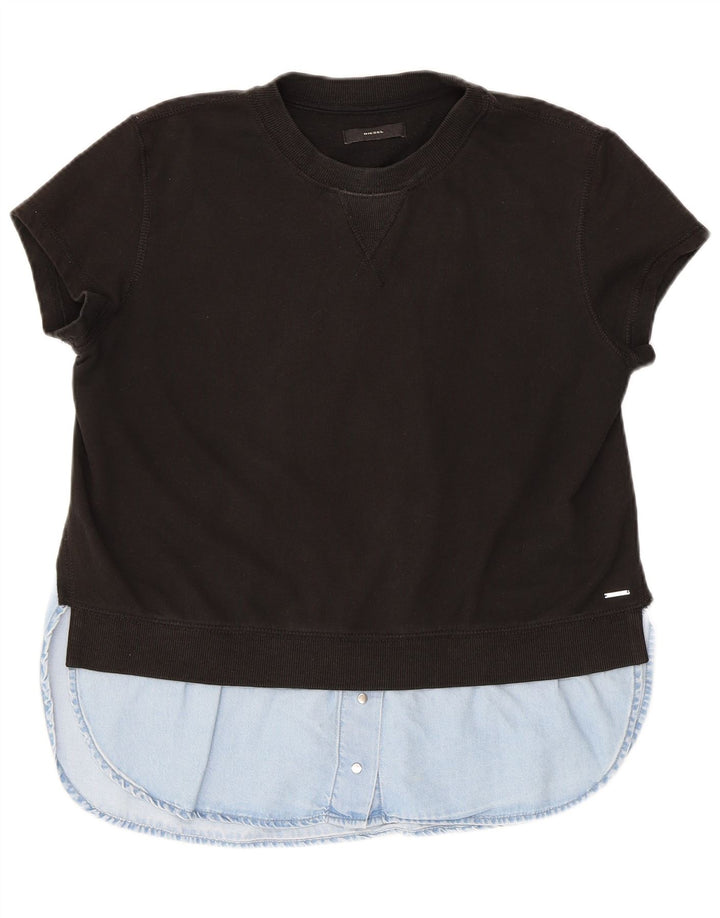 DIESEL Dame Sweatshirt Jumper UK 14 Medium Sort Colourblock