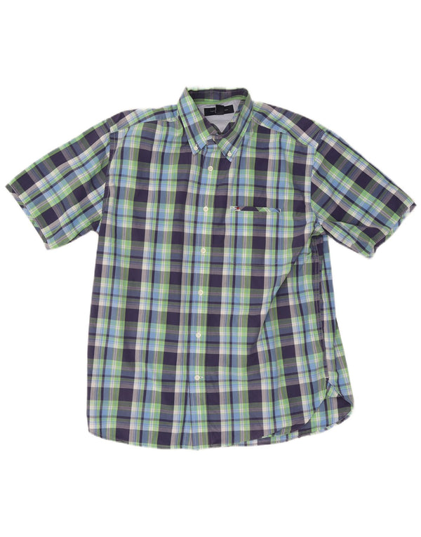 Tommy Hilfiger Kortærmet Herre Regular Fit skjorte Medium Blue Plaid Bomuld
