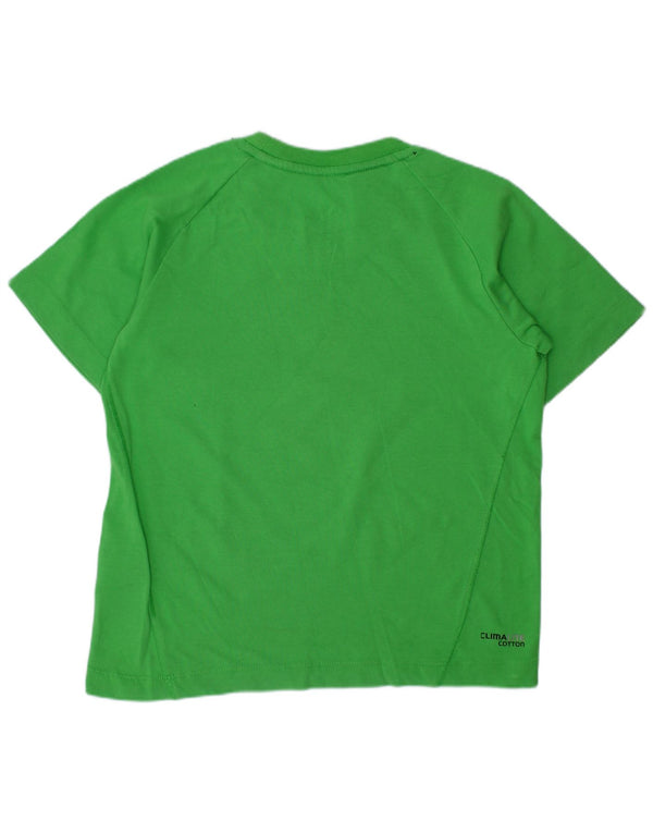 ADIDAS Boys Climalite Graphic T-Shirt Top 5-6 Years Green Cotton