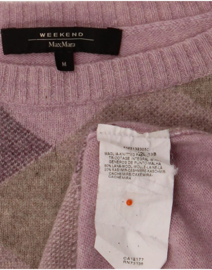 Max Mara Dame Weekend Boat Neck Jumper Sweater UK 12 Medium Purple Check