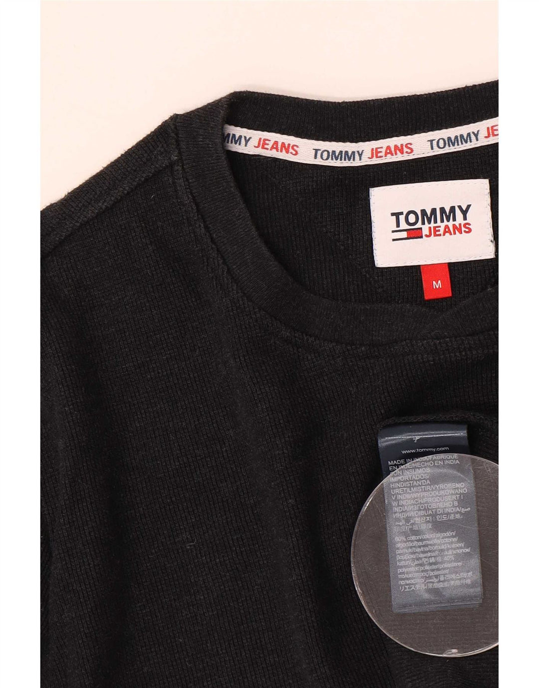 Tommy Hilfiger Herre Top Langærmet Medium Sort Bomuld