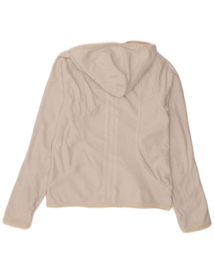 Adidas dame fleecejakke med hætte UK 12 Medium White Polyester